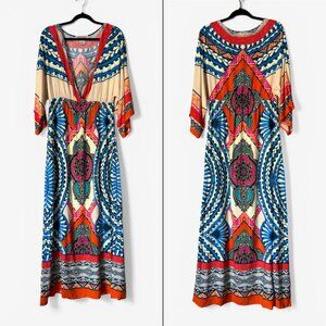 Flying Tomato Boho Maxi Dress Swim Cover Up Womens Large Retro Festival 70s